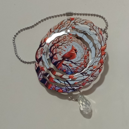 Cardinal with Leaves wind spinner