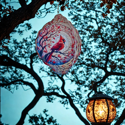 Cardinal with Leaves wind spinner