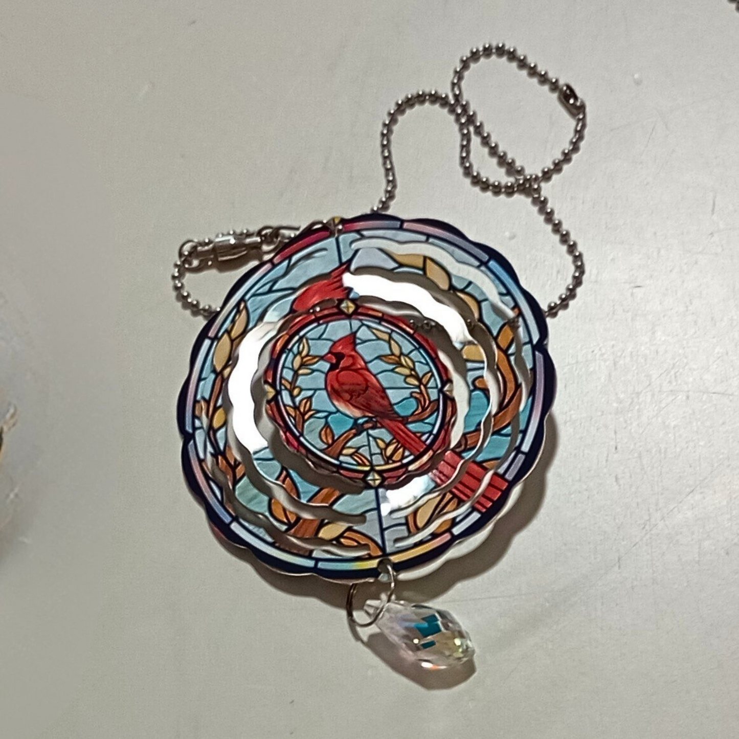 Cardinal with Red Border wind spinner