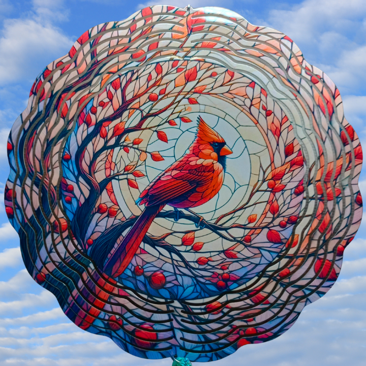 Cardinal with Leaves wind spinner