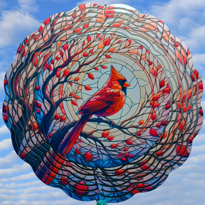Cardinal with Leaves wind spinner