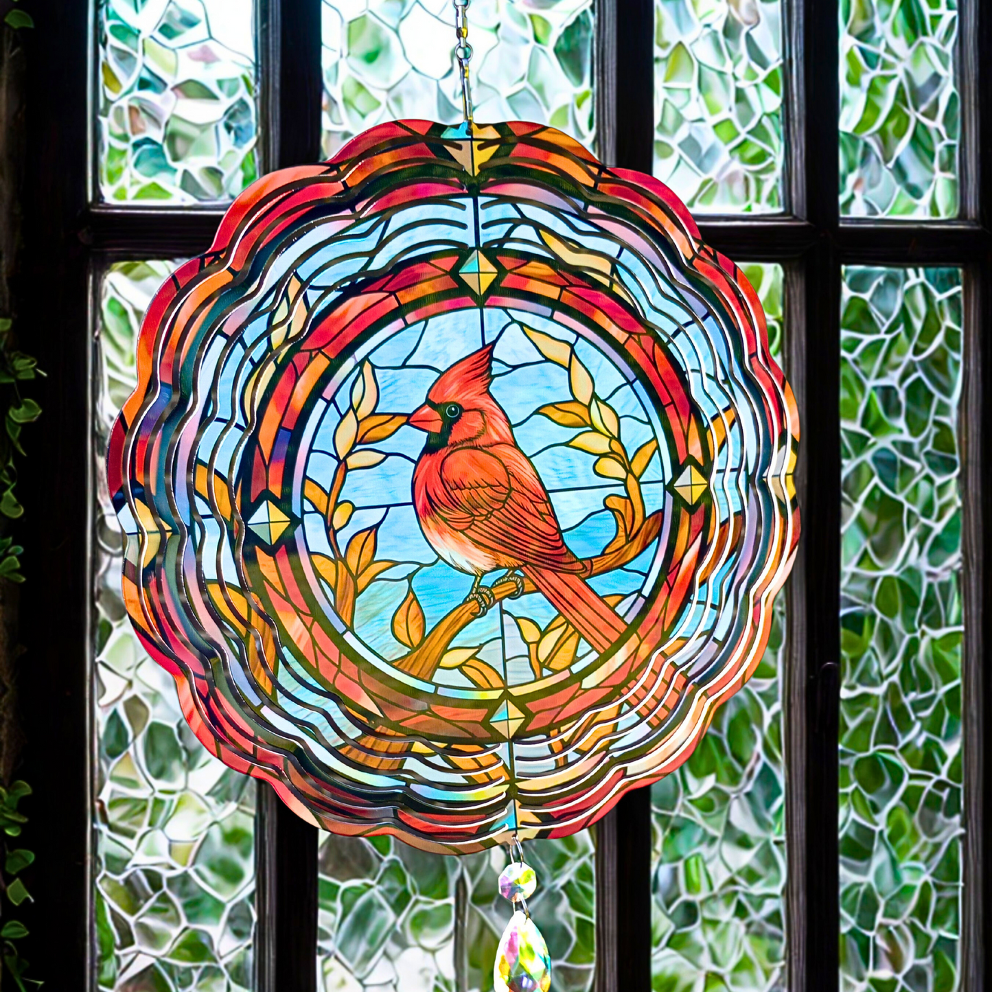 Cardinal with Red Border wind spinner