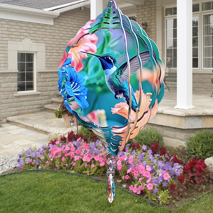 Hummingbird and Flowers wind spinner (1)