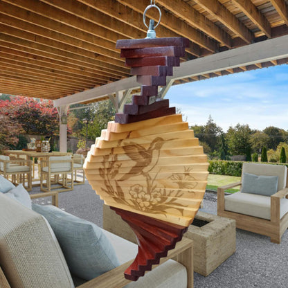 Wood Hummingbird wind spinner