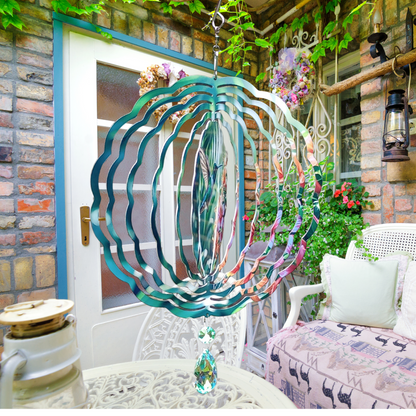 Hummingbird and Flowers wind spinner (2)