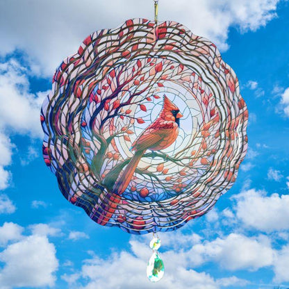 Cardinal with Leaves wind spinner