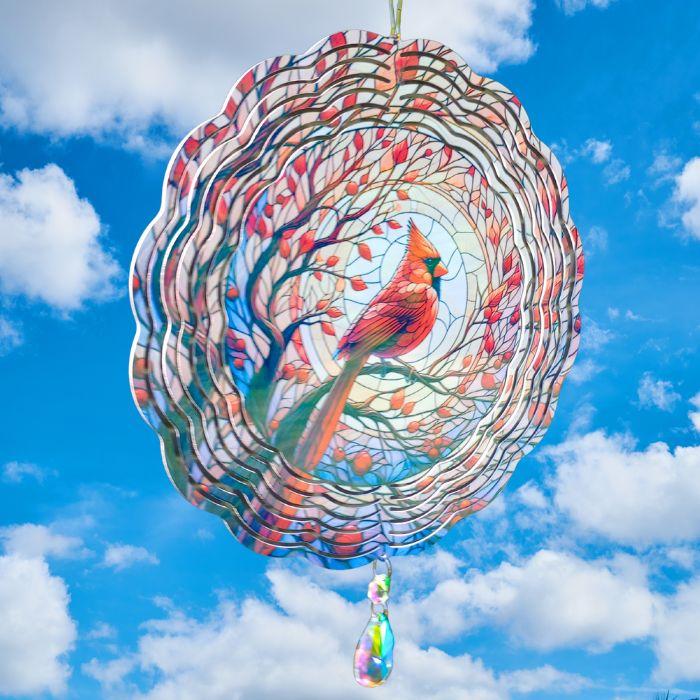 Cardinal with Leaves wind spinner
