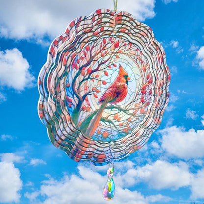 Cardinal with Leaves wind spinner