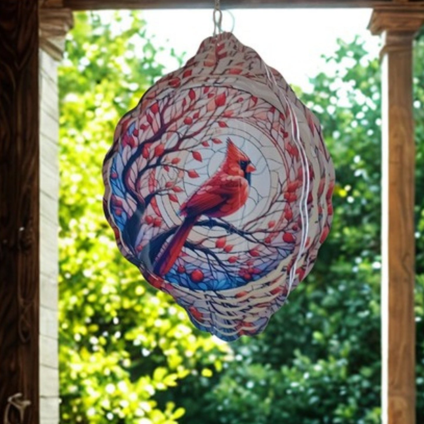 Cardinal with Leaves wind spinner