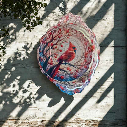 Cardinal with Leaves wind spinner