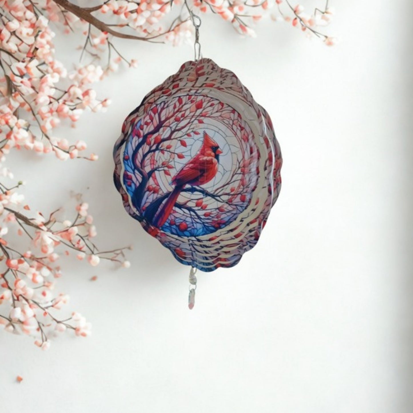 Cardinal with Leaves wind spinner